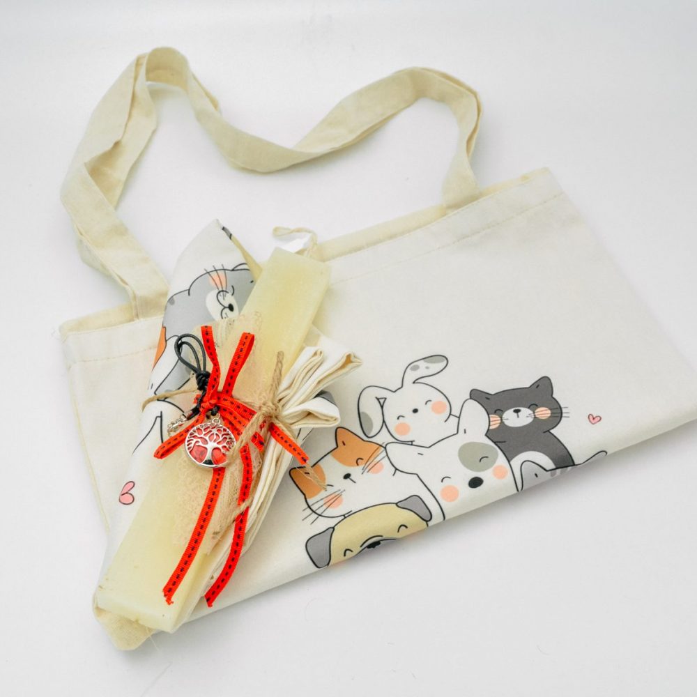 Λαμπάδα με Κολιέ και Τσάντα Πάνινη