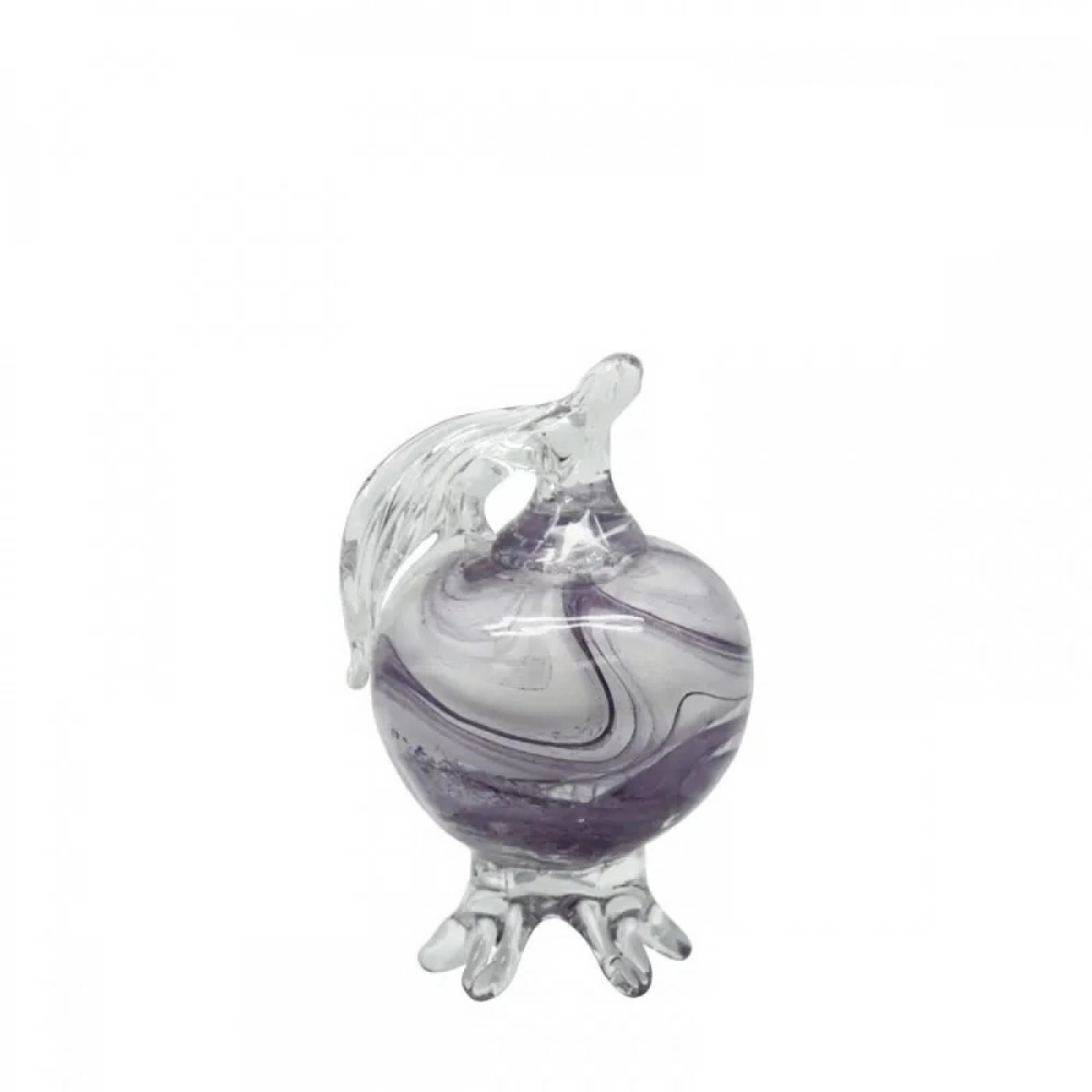 Εκκλησιαστικά Είδη Λαγός Ρόδι από Φυσητό Γυαλί Λευκό με Μώβ Νερά Μικρό