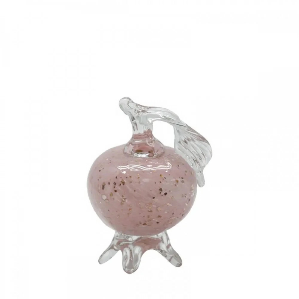 Εκκλησιαστικά Είδη Λαγός Ρόδι από Φυσητό Γυαλί Ρόζ με Γκλίτερ Μικρό