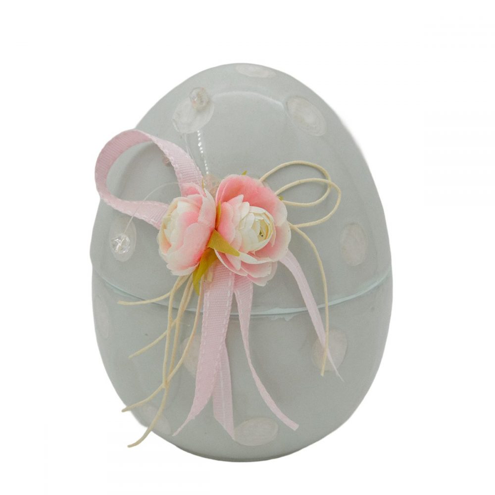 Εκκλησιαστικά Είδη Λαγός Αυγό Κεραμικό με Καπάκι Θαλασσί