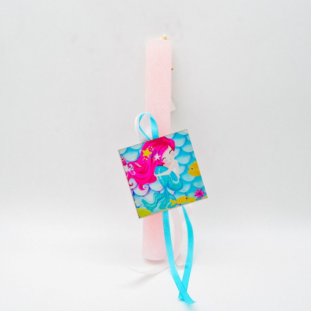 Λαμπάδα με Ξύλινο Στοιχείο Γοργόνα