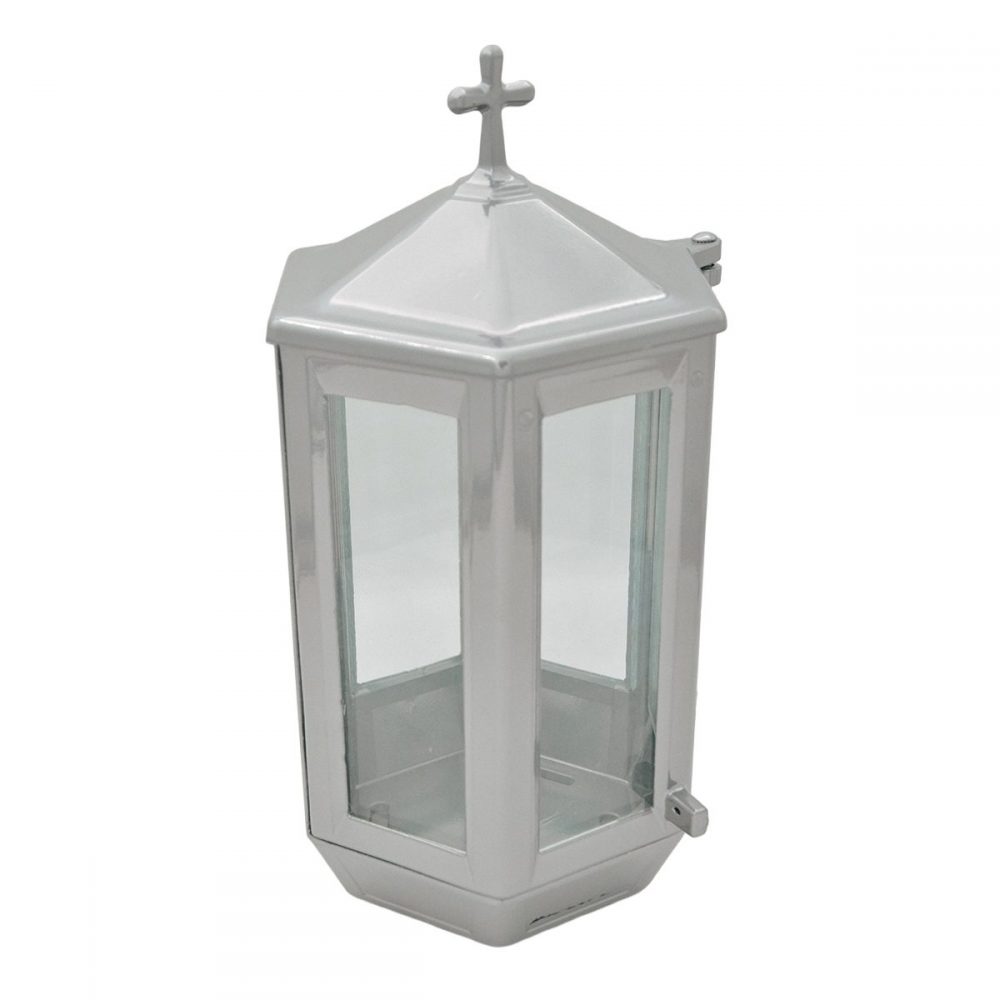 Καντηλι Εξάγωνο με Σταυρό Νίκελ Ματ