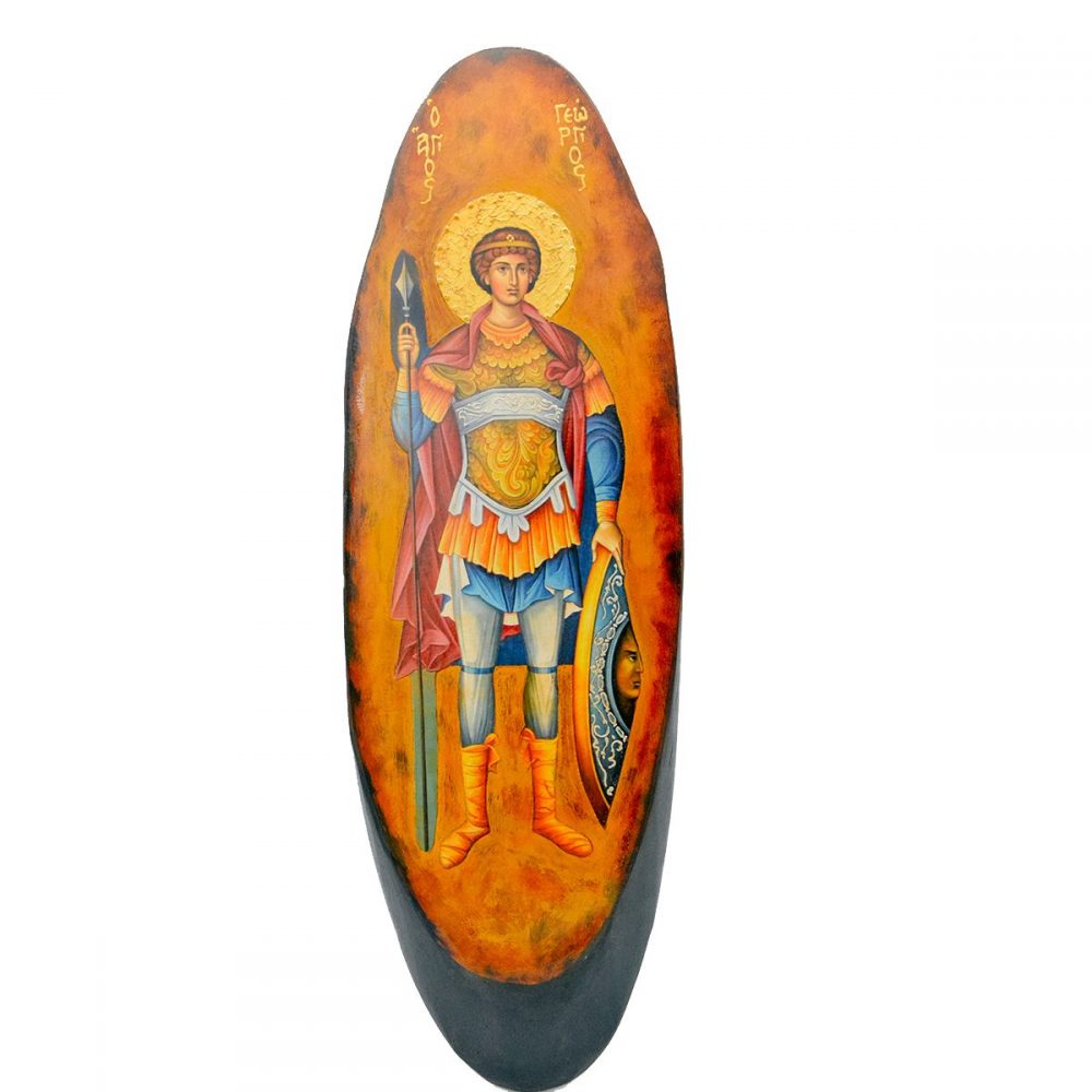 Ξύλινη Εικόνα Αγ.Γεώργιος σε κορμό