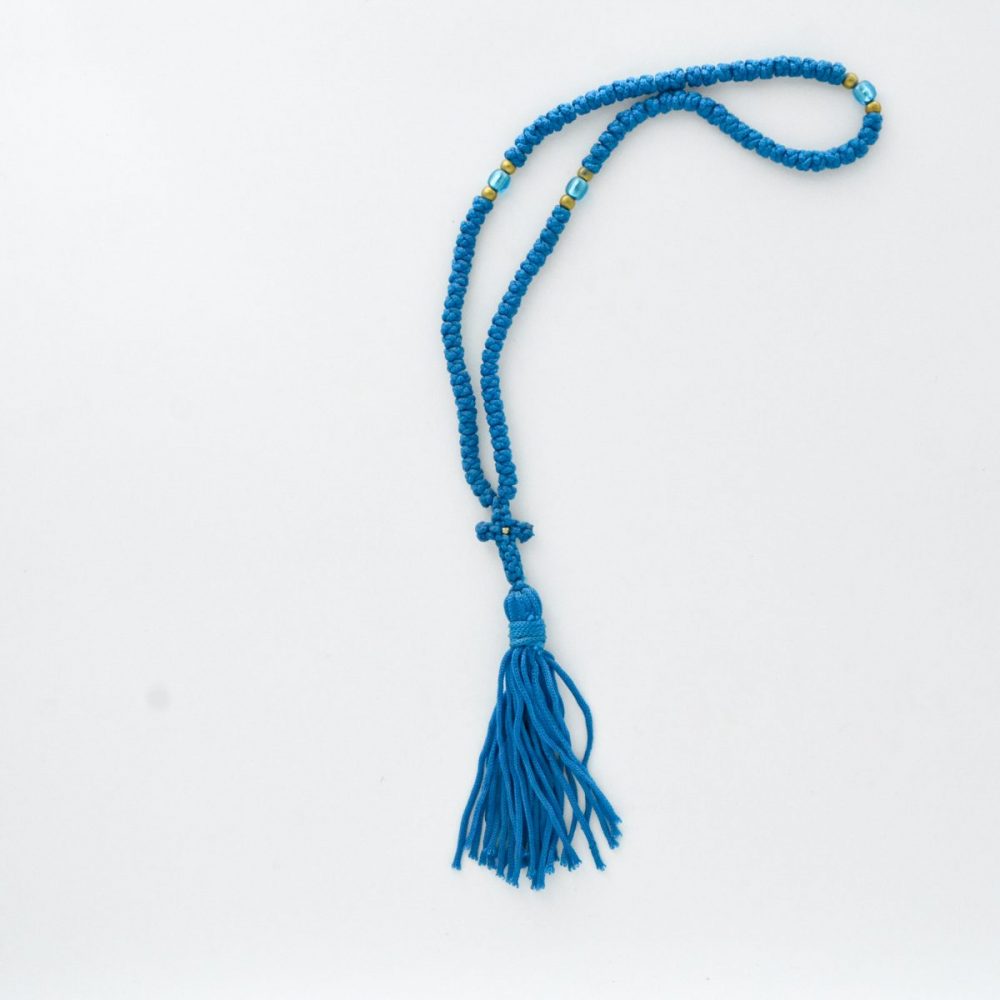 Εκκλησιαστικά Είδη Λαγός Κομποσχοίνι 100αρι Μπλέ με Μπλέ Χάντρα