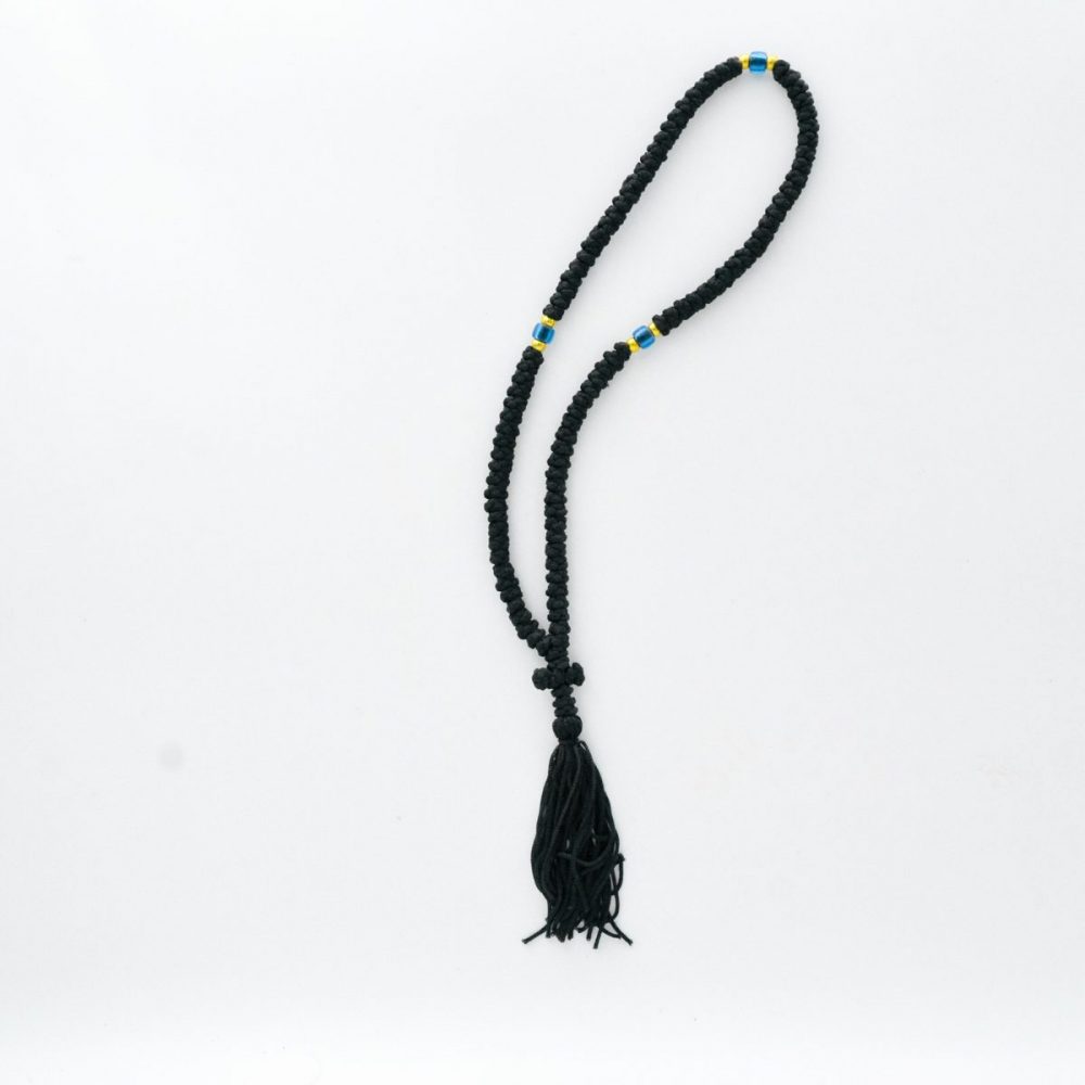 Εκκλησιαστικά Είδη Λαγός Κομποσχοίνι 100αρι Μαύρο-Μπλέ Χάντρα