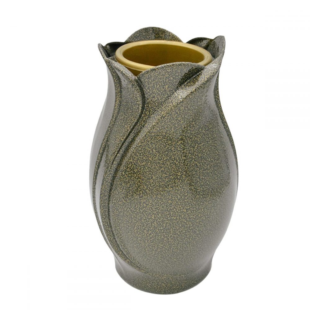 Εκκλησιαστικά Είδη Λαγός Ανθοδοχείο Αλουμινίου Τουλίπα Χρυσό Μαύρο Μεγάλο