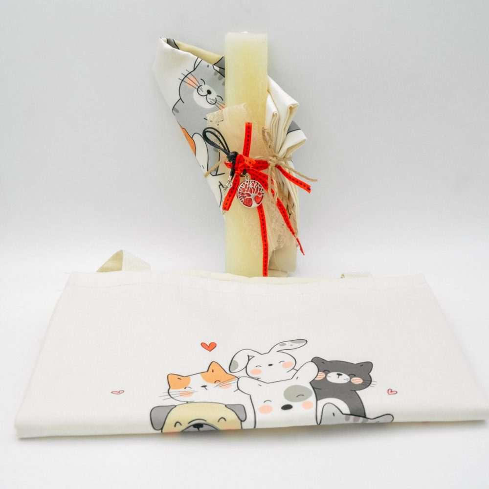 Λαμπάδα με Κολιέ και Τσάντα Πάνινη