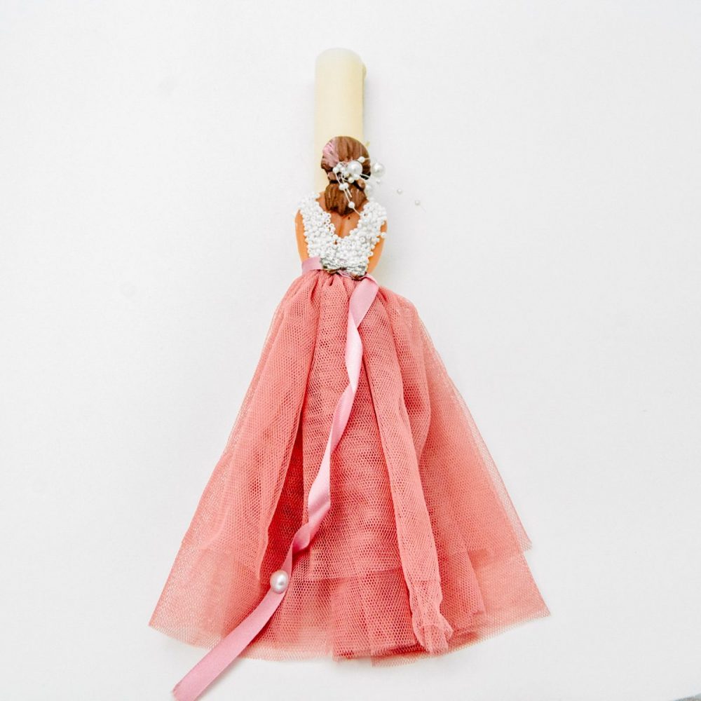 Λαμπάδα Κορίτσι με Ρόζ Φόρεμα