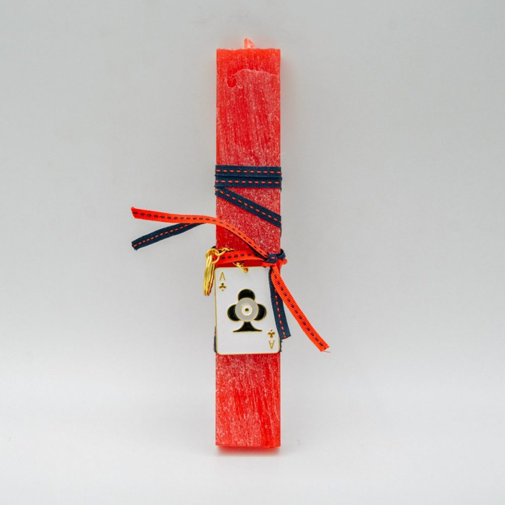 Λαμπάδα Κόκκινη με Μπρελόκ Άσσος