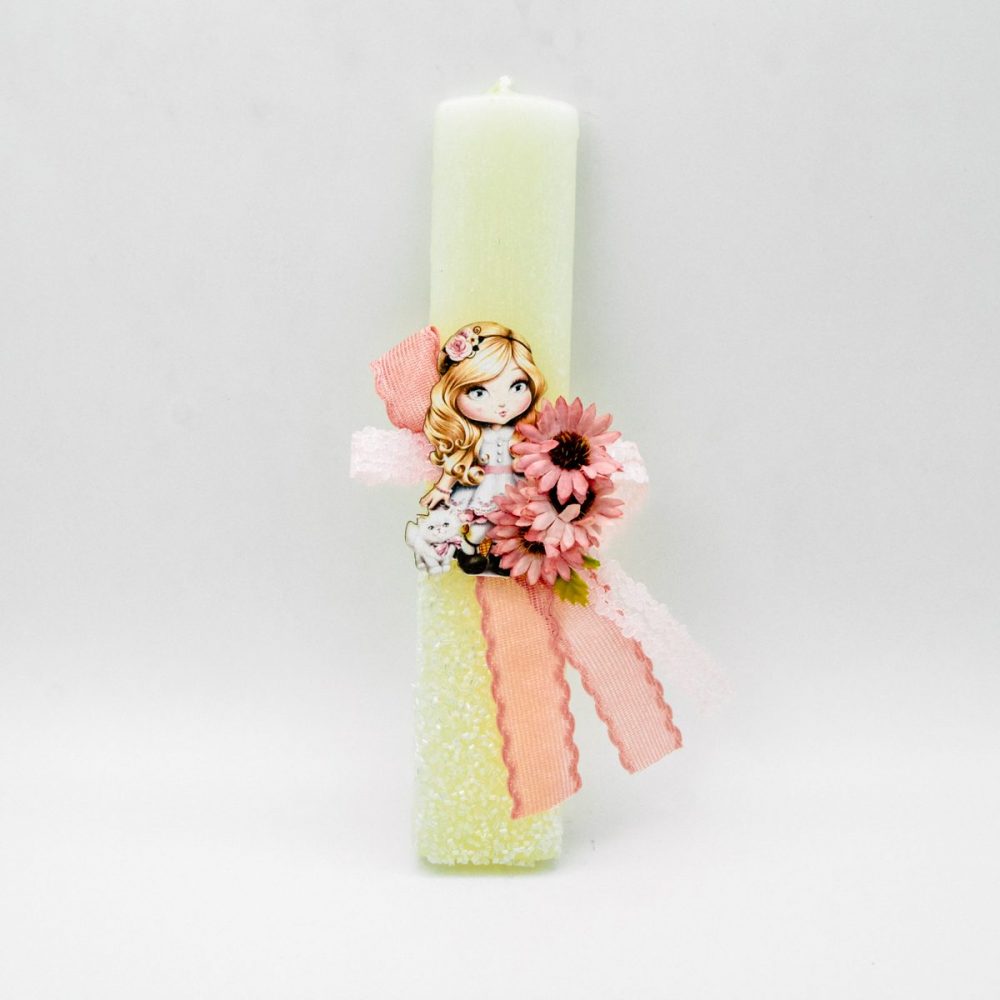 Λαμπάδα με Λουλούδια και Strass