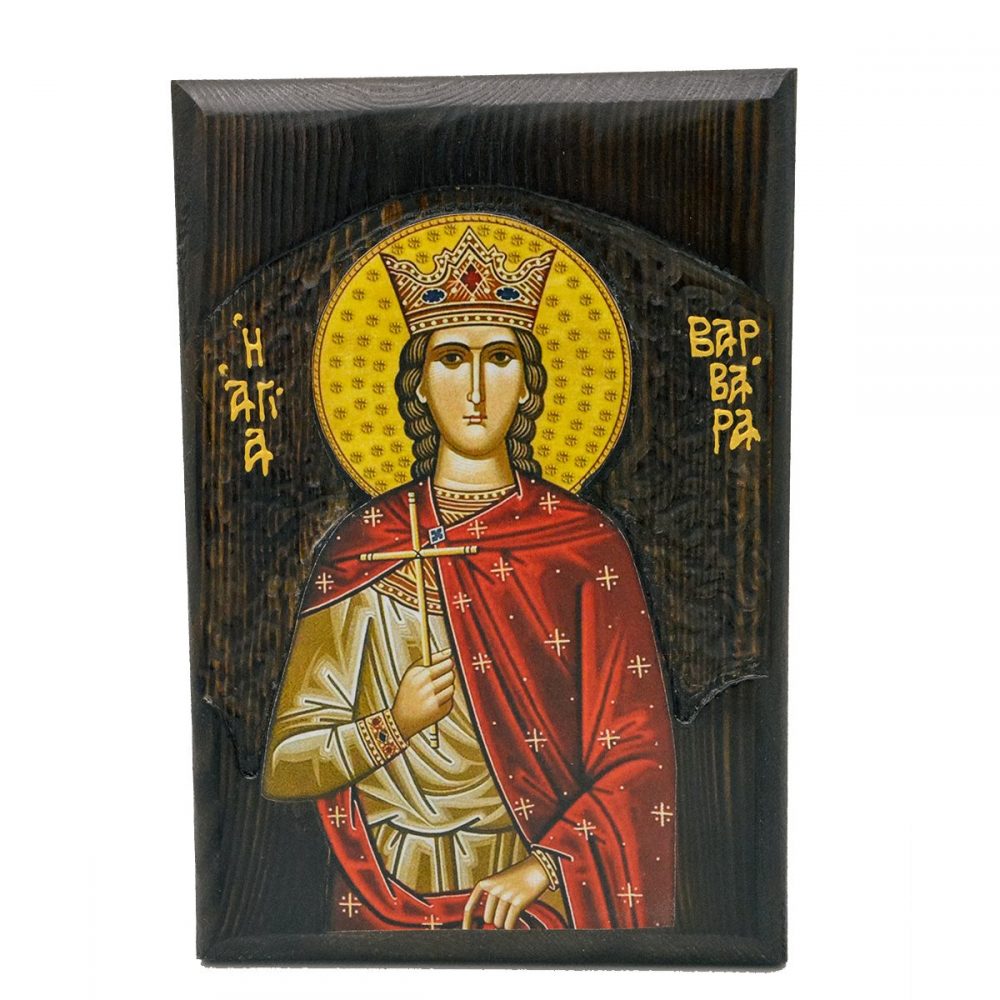 Ξύλινη Εικόνα Σκαλιστή Αγ. Βαρβάρα