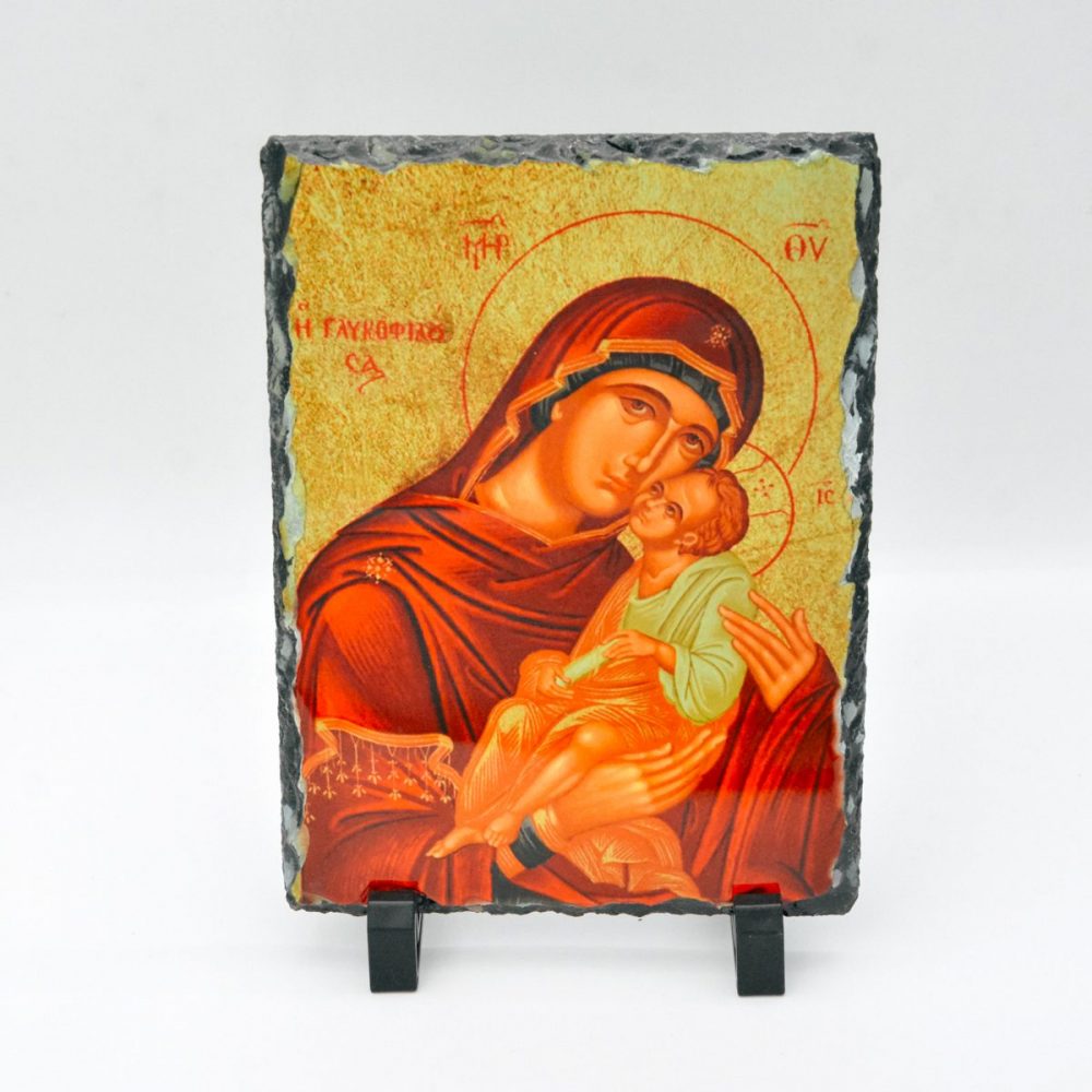 Εκκλησιαστικά Είδη Λαγός Εικόνα σε Πέτρα Παναγία Η Γλυκοφιλούσα