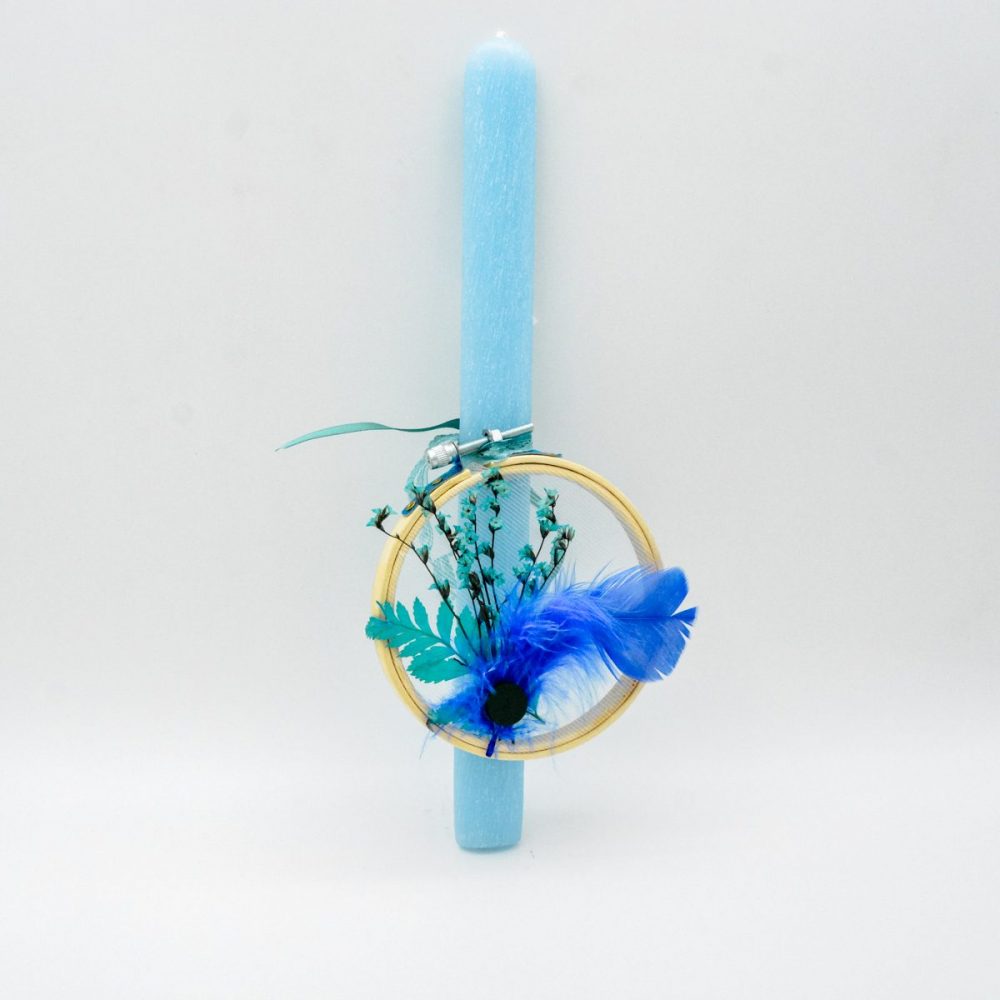 Λαμπάδα Μπλέ με Λουλούδι 