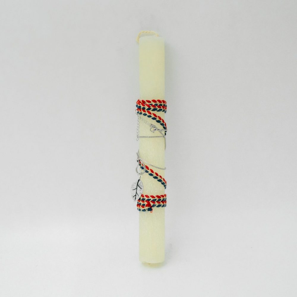 Λαμπάδα Λευκή με Κολιέ