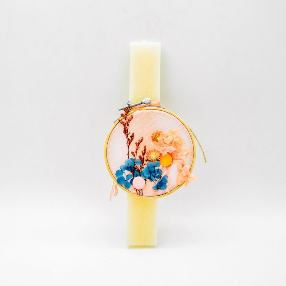 Λαμπάδα Μπέζ με Λουλούδια