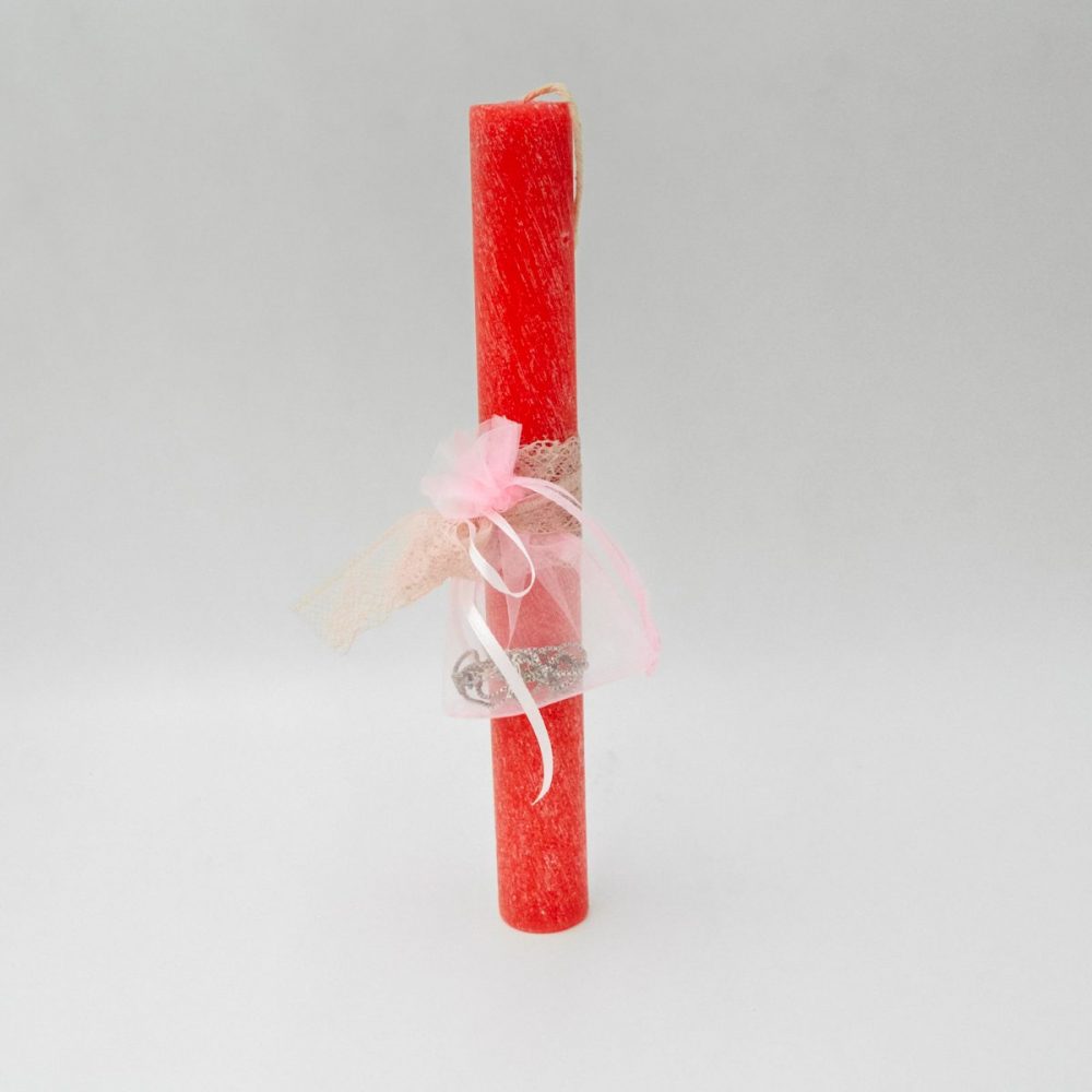 Λαμπάδα Κόκκινη με Κολιέ