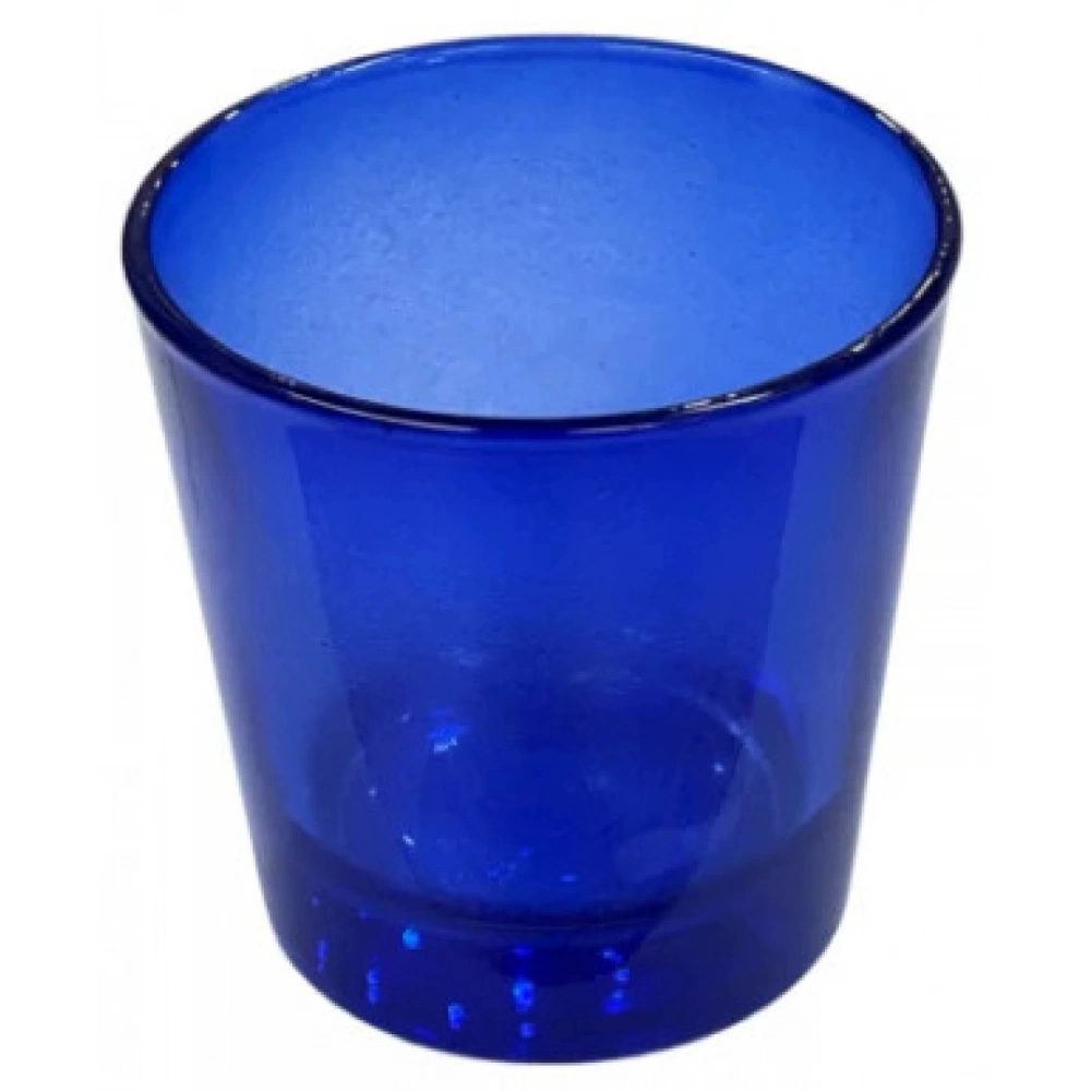 Εκκλησιαστικά Είδη Λαγός Καντηλοκούπα Γυάλινη  Μικρή Στρόγγυλη Μπλε