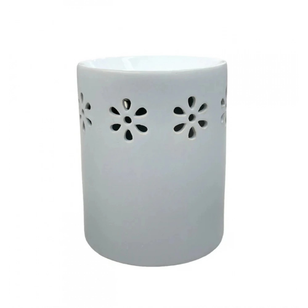 Εκκλησιαστικά Είδη Λαγός Αρωματιστής Κεραμικός Κύλινδρος Με Λουλούδια Γκρι