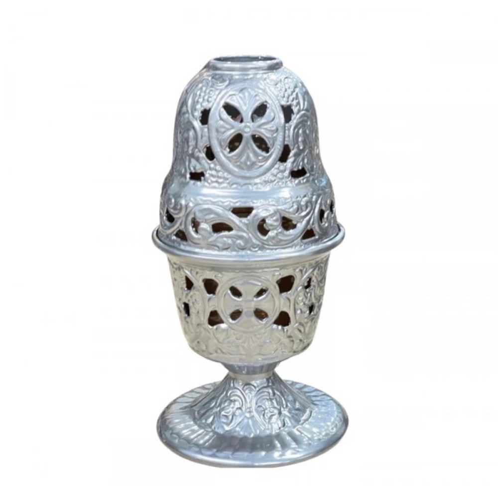 Εκκλησιαστικά Είδη Λαγός Καντήλι Μεταλλικό Κουκουνάρα Ασημί
