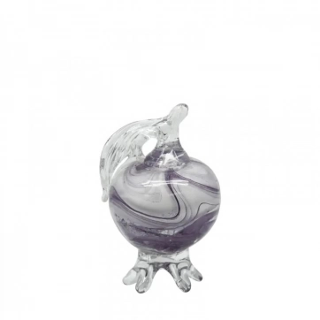 Εκκλησιαστικά Είδη Λαγός Ρόδι από Φυσητό Γυαλί Λευκό με Μώβ Νερά Μικρό