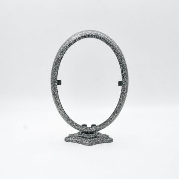 Εκκλησιαστικά Είδη Λαγός Κορνίζα Οβάλ με Βάση Ασημί Μαύρο 13*18