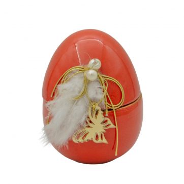 Εκκλησιαστικά Είδη Λαγός Αυγό Κεραμικό με Καπάκι Κόκκινο