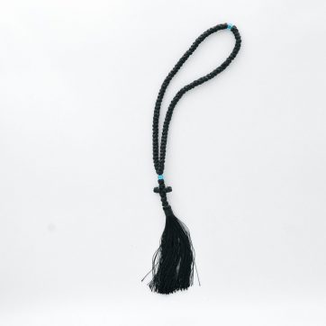 Εκκλησιαστικά Είδη Λαγός Κομποσχοίνι 100αρι Μαύρο με Μπλέ Χάντρα