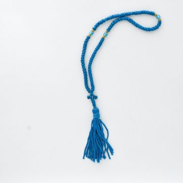 Εκκλησιαστικά Είδη Λαγός Κομποσχοίνι 100αρι Μπλέ με Μπλέ Χάντρα