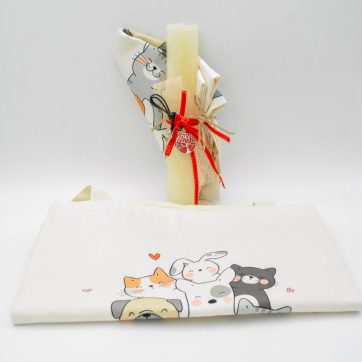 Εκκλησιαστικά Είδη Λαγός Λαμπάδα με Κολιέ και Τσάντα Πάνινη