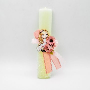 Εκκλησιαστικά Είδη Λαγός Λαμπάδα με Λουλούδια και Strass