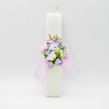 Εκκλησιαστικά Είδη Λαγός Λαμπάδα με Unicorn και Strass