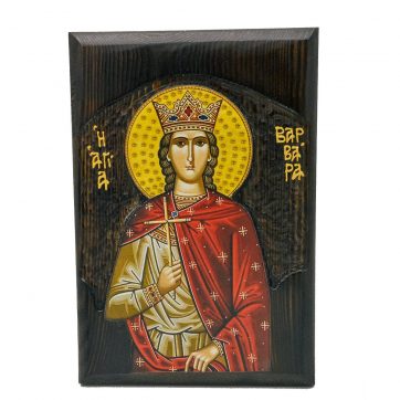 Εκκλησιαστικά Είδη Λαγός Ξύλινη Εικόνα Σκαλιστή Αγ. Βαρβάρα