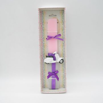 Εκκλησιαστικά Είδη Λαγός Λαμπάδα Ρόζ με Βέσπα