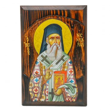 Εκκλησιαστικά Είδη Λαγός Ξύλινη Εικόνα Σκαλιστή Αγ. Νεκτάριος