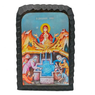 Εκκλησιαστικά Είδη Λαγός Ξύλινη Εικόνα Σκαλιστή Η Ζωοδόχος Πηγή