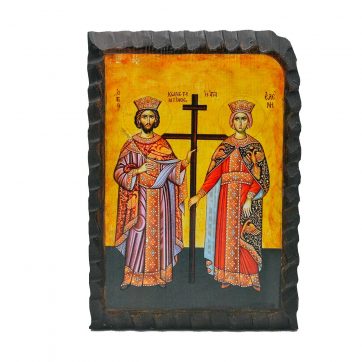 Εκκλησιαστικά Είδη Λαγός Ξύλινη Εικόνα Σκαλιστή Αγ. Κων/νου & Ελένης