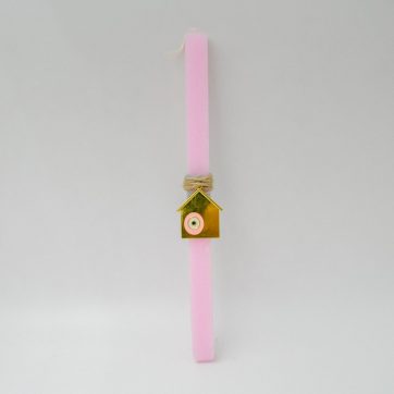 Εκκλησιαστικά Είδη Λαγός Λαμπάδα Ρόζ με Μεταλλικό Στοιχείο