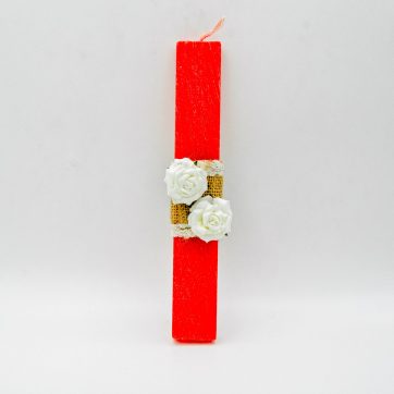 Εκκλησιαστικά Είδη Λαγός Λαμπάδα Κόκκινη με Λουλούδια