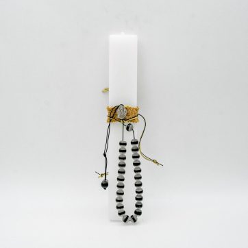 Εκκλησιαστικά Είδη Λαγός Λαμπάδα Λευκή με Κομπολόι 