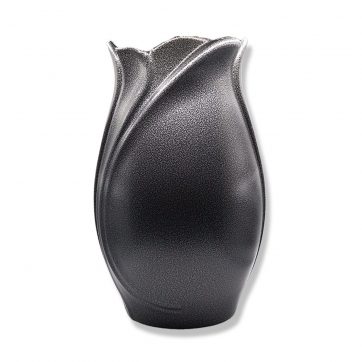 Εκκλησιαστικά Είδη Λαγός Ανθοδοχείο Αλουμινίου Τουλίπα Ασημί Μαύρο Μεγάλo