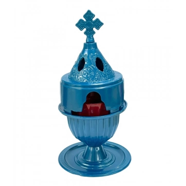 Εκκλησιαστικά Είδη Λαγός Καντήλι Μεταλλικό Σταυρός Μπλε